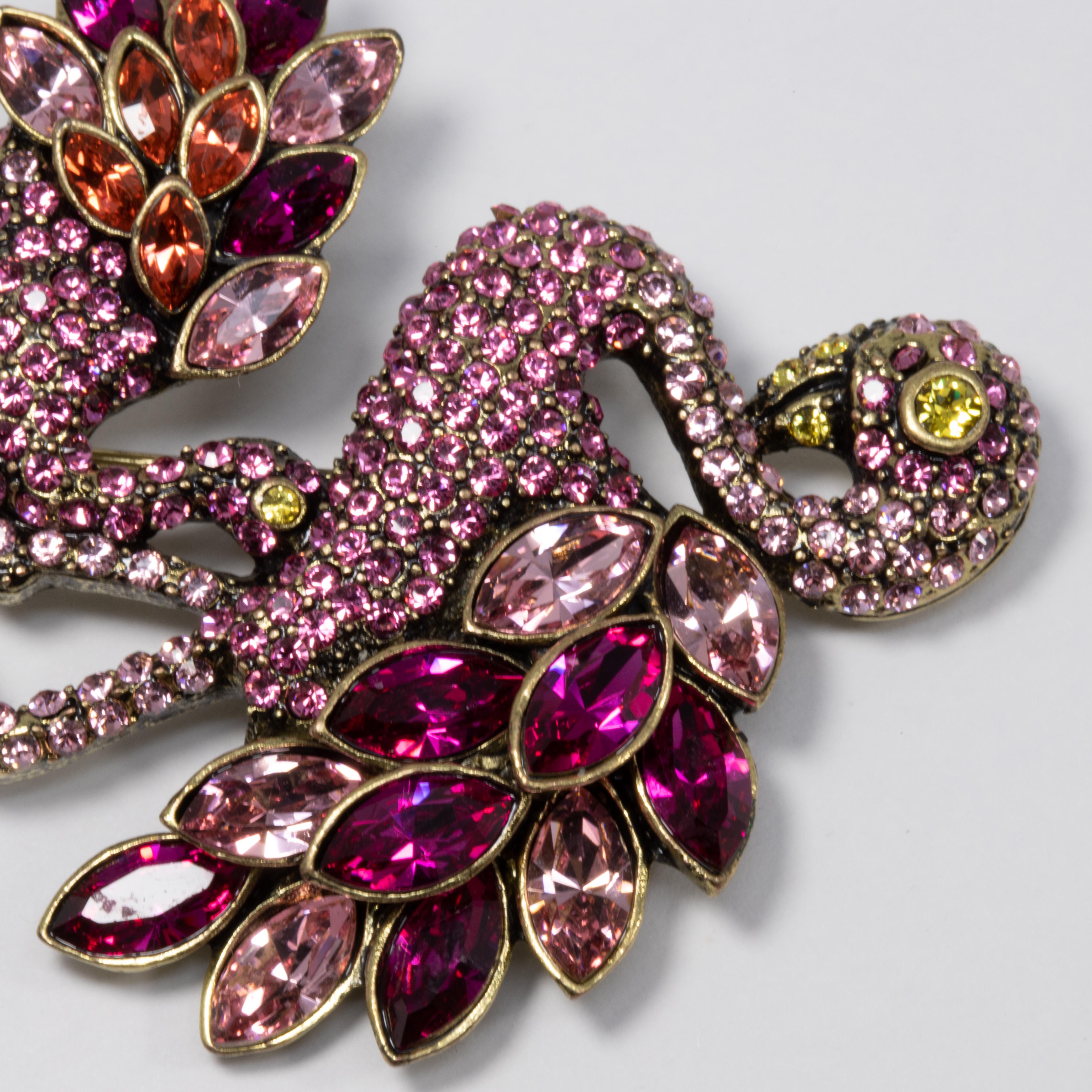 Heidi Daus "Shore Thing" Pave Crystal Flamingo Pin Brooch at 1stDibs