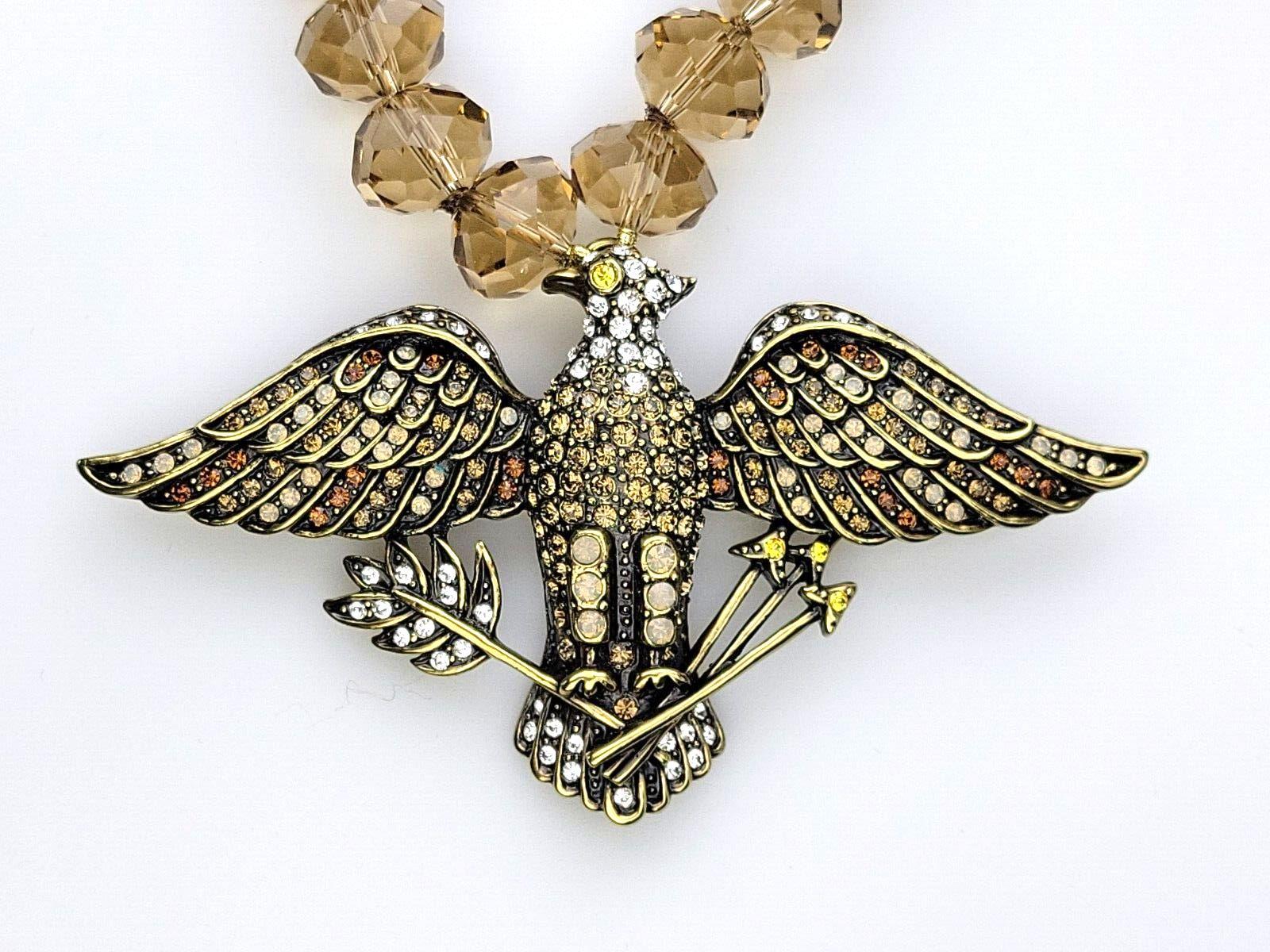 Heidi Daus Signed Crystal Proud American Eagle and Beads Designer Necklace In Excellent Condition For Sale In Montreal, QC