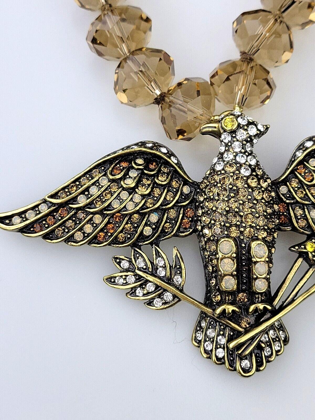 Femenino o masculino Collar de diseño Heidi Daus de cristal firmado Orgullosa del águila americana y abalorios en venta