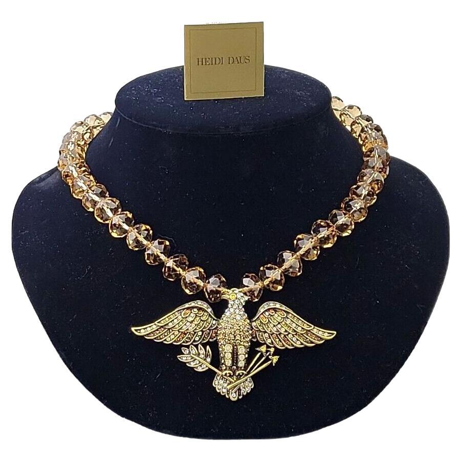 Collar de diseño Heidi Daus de cristal firmado Orgullosa del águila americana y abalorios en venta
