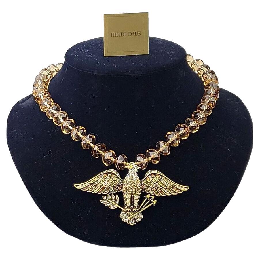 Heidi Daus Signed Crystal Proud American Eagle and Beads Designer Necklace For Sale