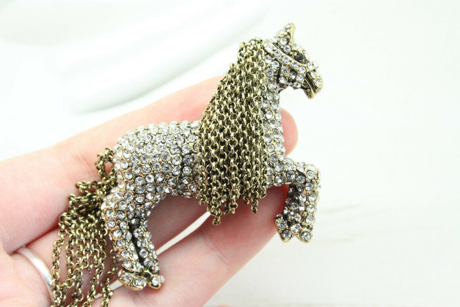 HEIDI DAUS Signed Crystal Tally Ho Pony Horse Designer Brooch Pin Estate For Sale 1