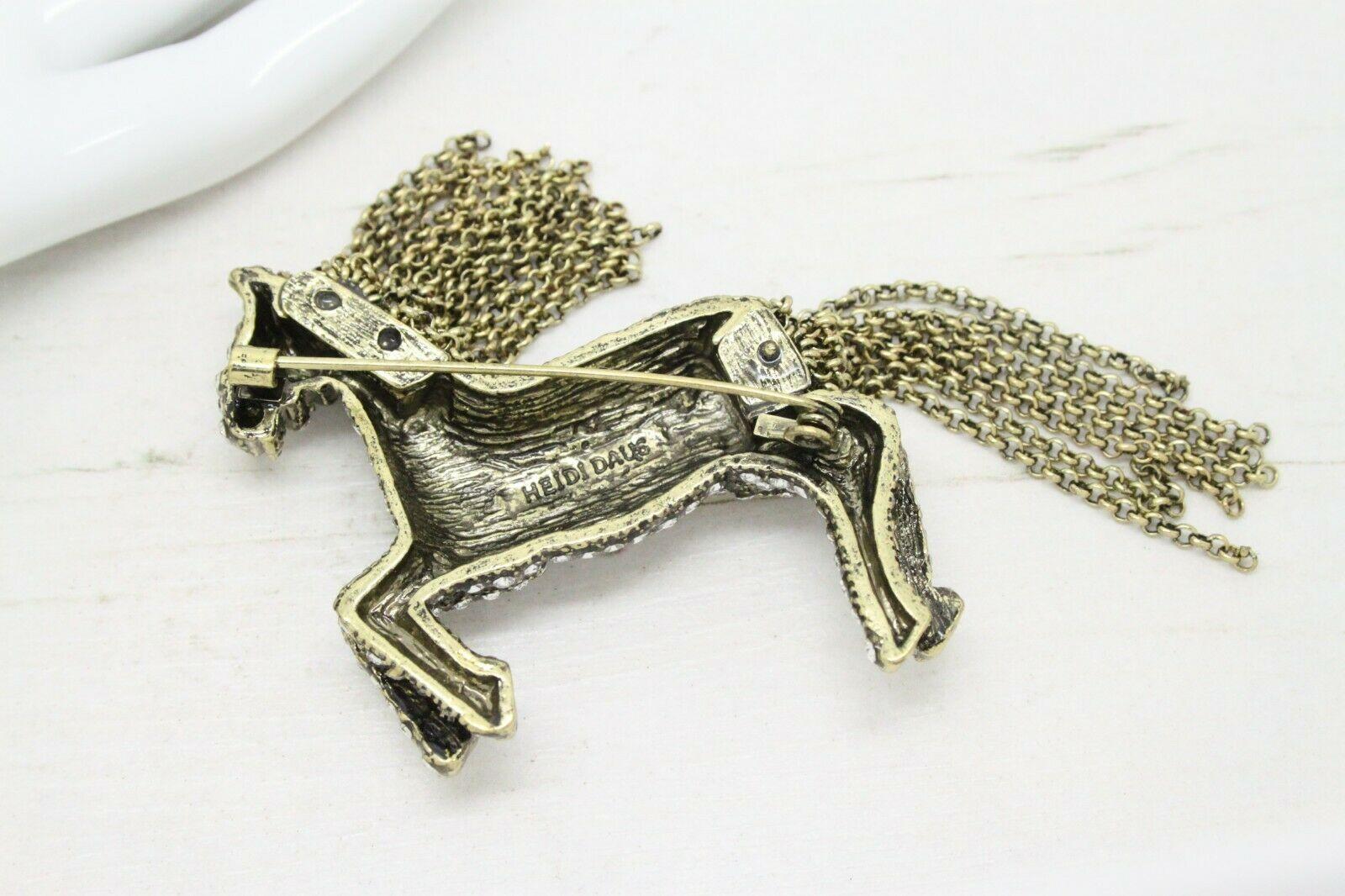 HEIDI DAUS Signed Crystal Tally Ho Pony Horse Designer Brooch Pin Estate In New Condition For Sale In Montreal, QC