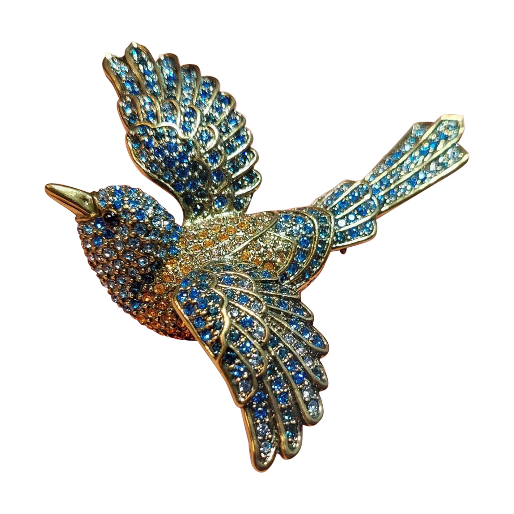 HEIDI DAUS Signed Designer Sparkling Pave Crystal Swallow Bird Brooch Pin