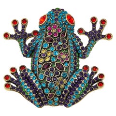 Heidi Daus Signed Fabulous Frog Crystal Accented Pin Brooch