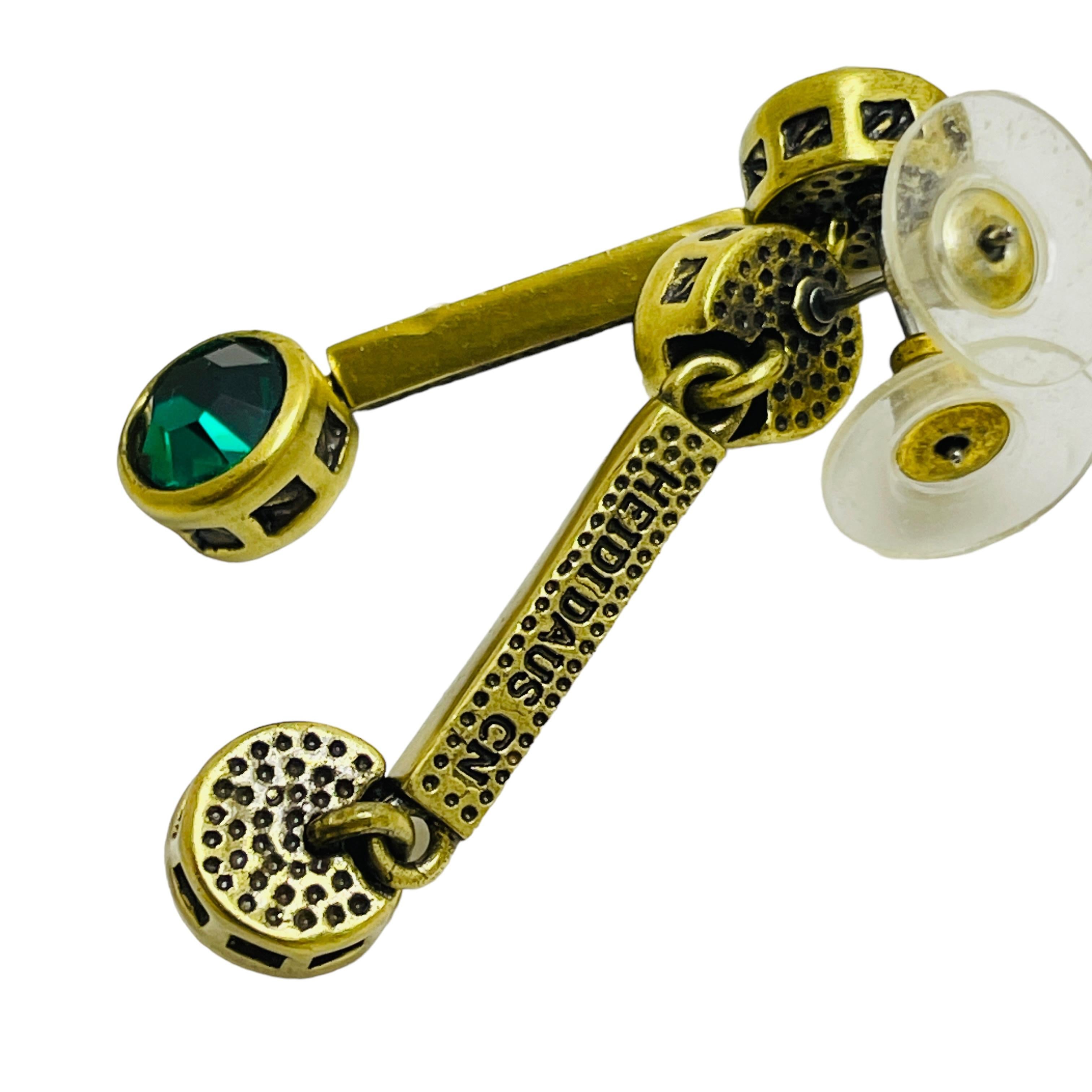 HEIDI DAUS signierte Gold-Smaragd-Kristall-Perlen-Halskette Ohrringe Designer-Set im Angebot 1