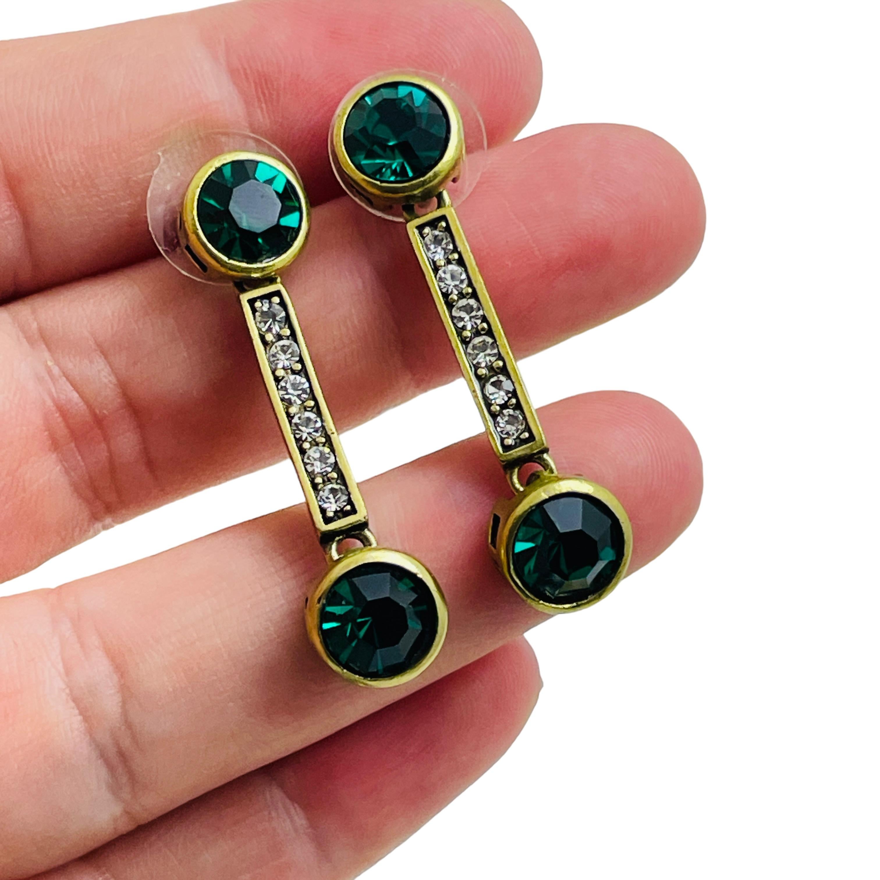 HEIDI DAUS signierte Gold-Smaragd-Kristall-Perlen-Halskette Ohrringe Designer-Set im Angebot 2