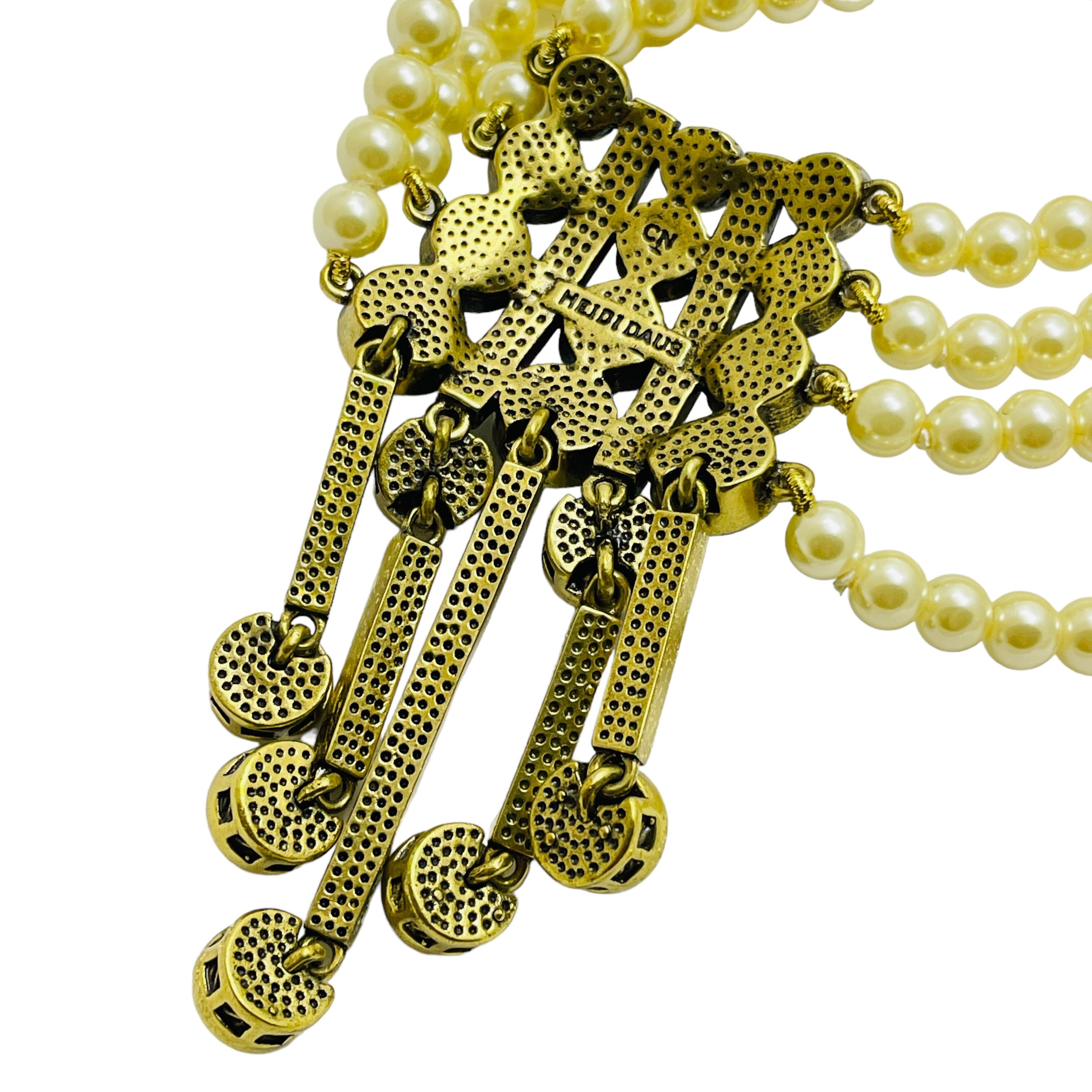 HEIDI DAUS signierte Gold-Smaragd-Kristall-Perlen-Halskette Ohrringe Designer-Set im Angebot 3