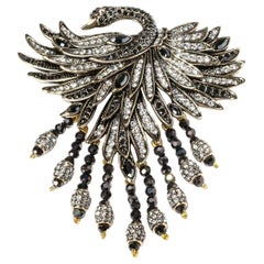 HEIDI DAUS Signed Swan Pave Crystal Designer Brooch Pin