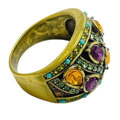 HEIDI DAUS, bague design vintage signée en or avec strass