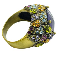 HEIDI DAUS, bague design vintage signée en or avec strass