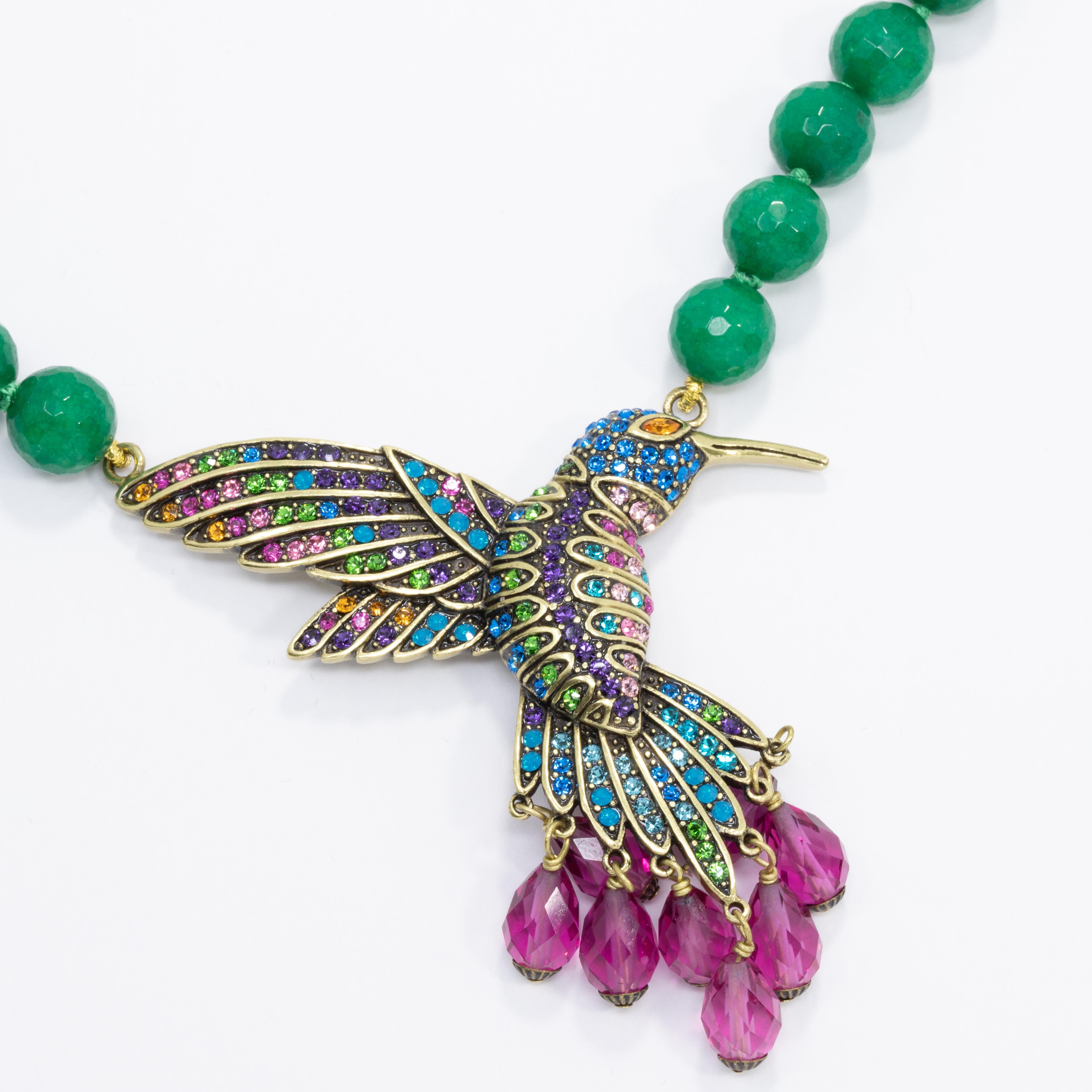 Heidi Daus Sincera Alegría Collar con gota de colibrí y cuentas Corte mixto en venta