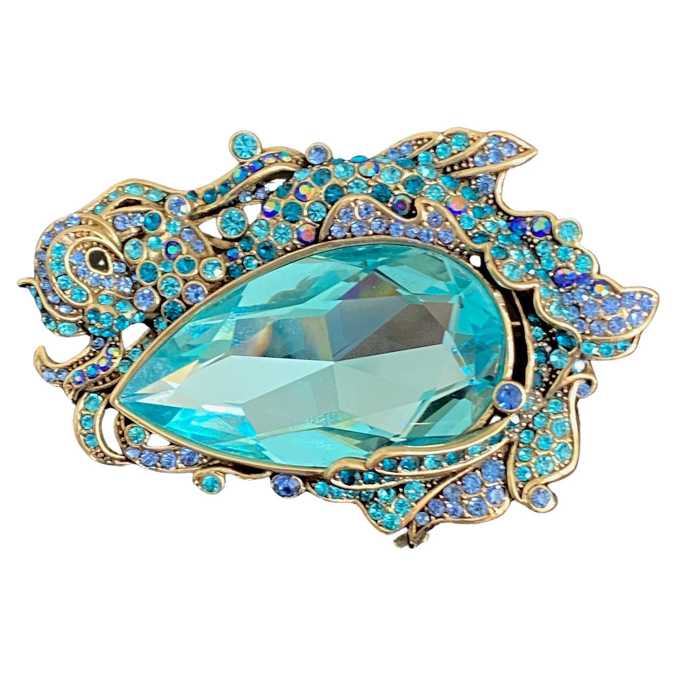 Heidi Daus Siren of the Sea Crystal Accented Brooch Pin For Sale