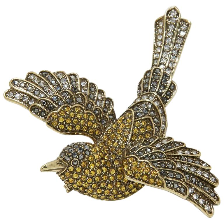 Heidi Daus Sparkling Swarovski Crystal Swallow Brooch Pin Estate Find