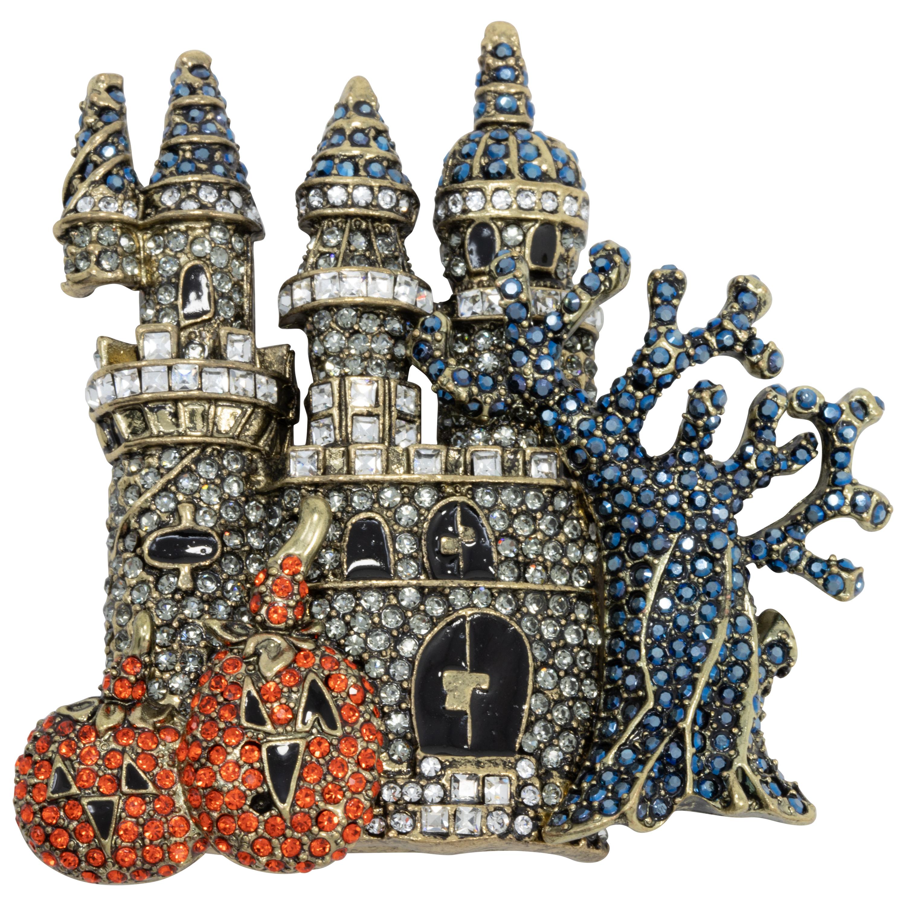 Heidi Daus "Spooktacular Chateau" Haunted Castle Pave Crystal Pin Brooch For Sale