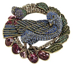 Heidi Daus Spring Is Awakening Crystal Accented Big Bird in a Nest Pin Brooch