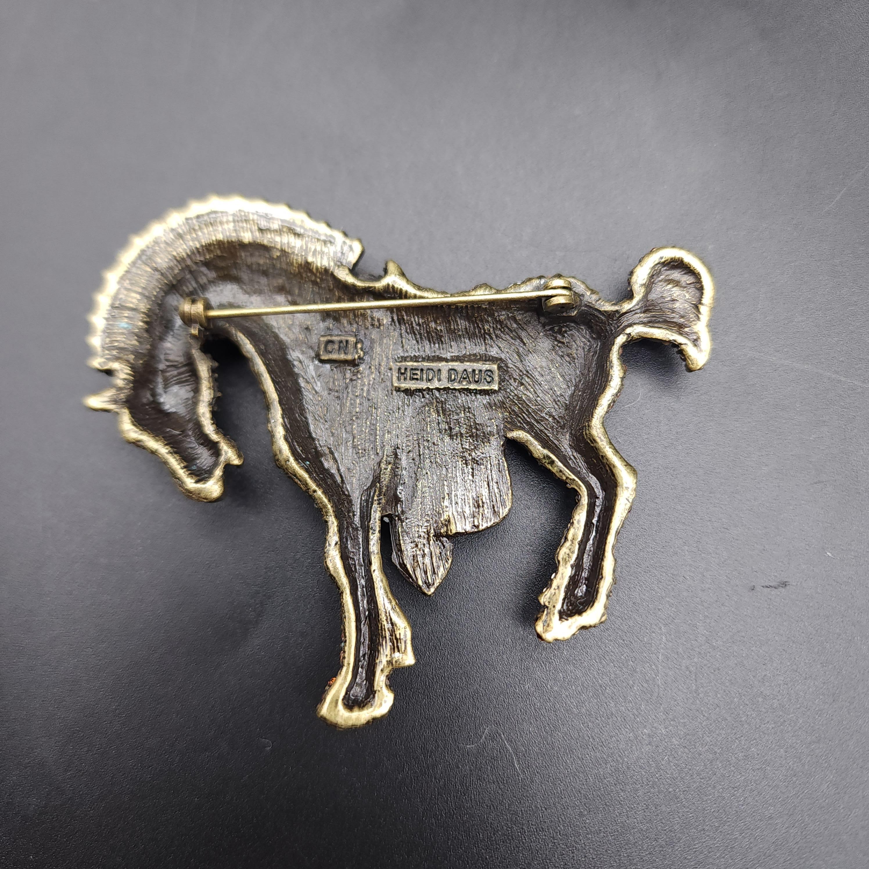 Heidi Daus Strong Horse Swarovski Crystal Brooch, Collector's Pin, Multicolor In New Condition For Sale In Milford, DE