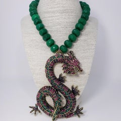 Heidi Daus Sublime Collar de Cuentas de Cristal Verde Serpiente Pave, Colgante Sobredimensionado