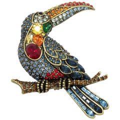 Retro Heidi Daus Too Can You Can Crystal Toucan Bird Pin Brooch