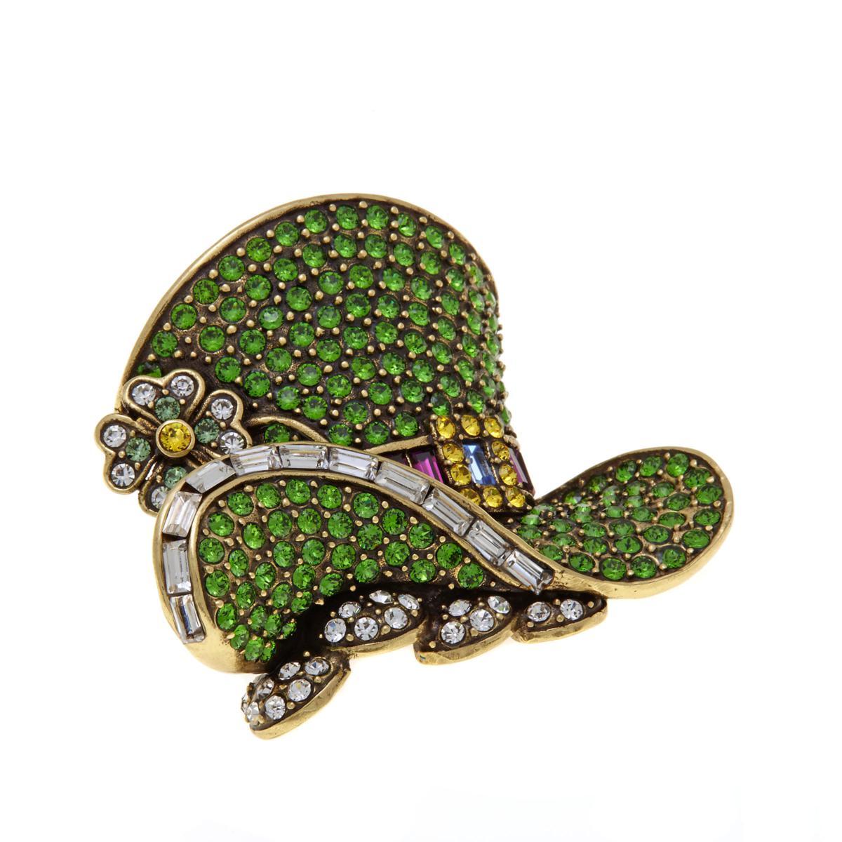 Channel the luck of the Irish all year round with this pretty 4-leaf clover pin. Sparkling with crystals and given a signature Heidi look, it's a lot of style for a wee bit o' money.

Design Information
Dimensional Leprechaun-inspired top hat