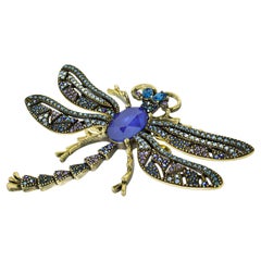 Heidi Daus Trembling Brilliance Crystal Accented Dragonfly Pin Blue Multi Color