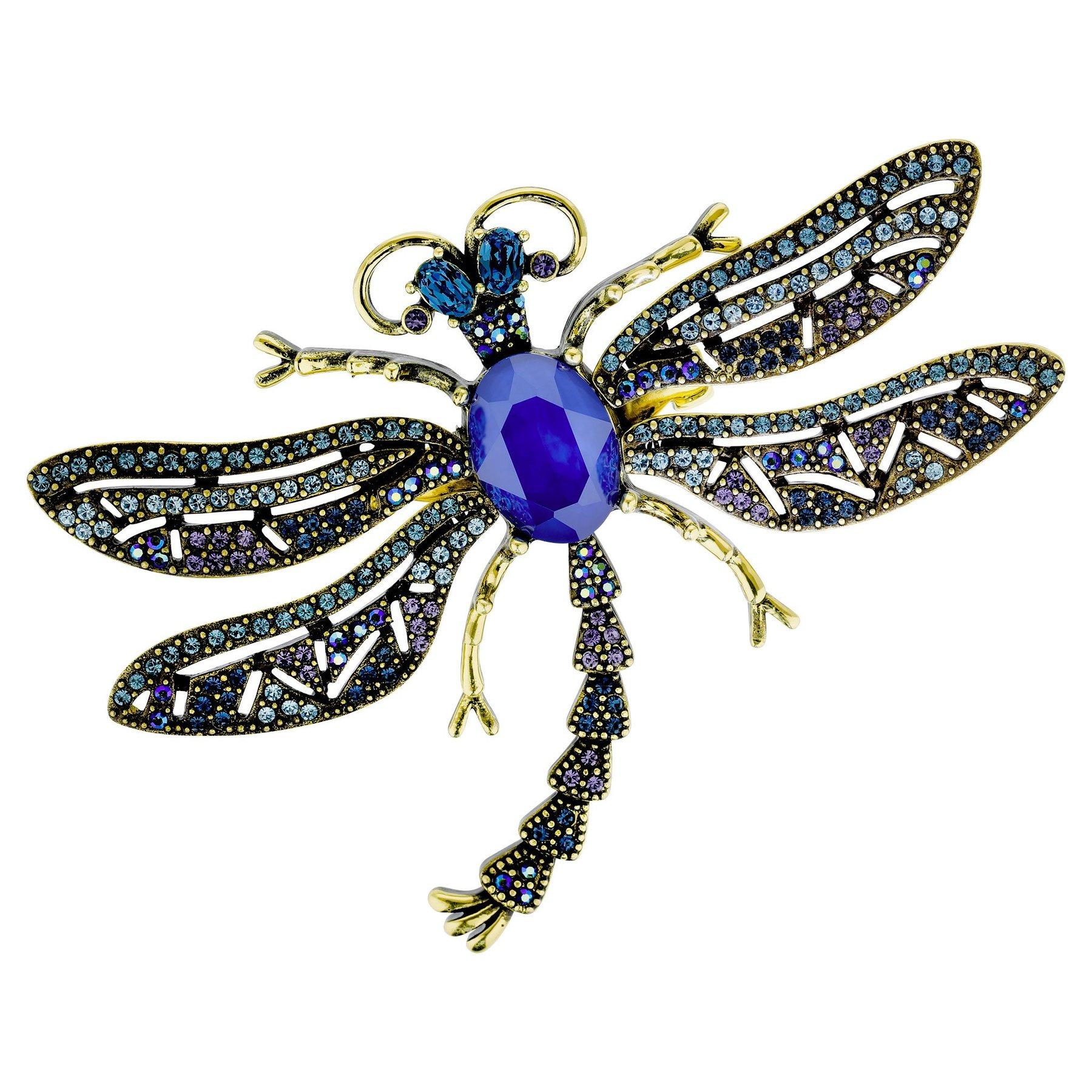 Moderne Heidi Daus Broche libellule bleue multicolore ornée de cristaux et d'un papillon en vente