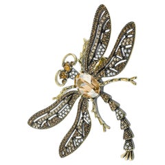 Heidi Daus Trembling Brilliance Crystal Accented Dragonfly Pin Topaz Color