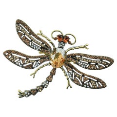 Heidi Daus Trembling Brilliance Crystal Accented Dragonfly Pin Topaz Color