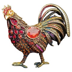 Heidi Daus Uptown Spanish Rooster Crystal Accented Pin Brooch