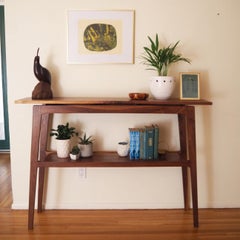 "Heidi" Entry Table - Mid-Century Modern Solid Walnut - Console Occasional End