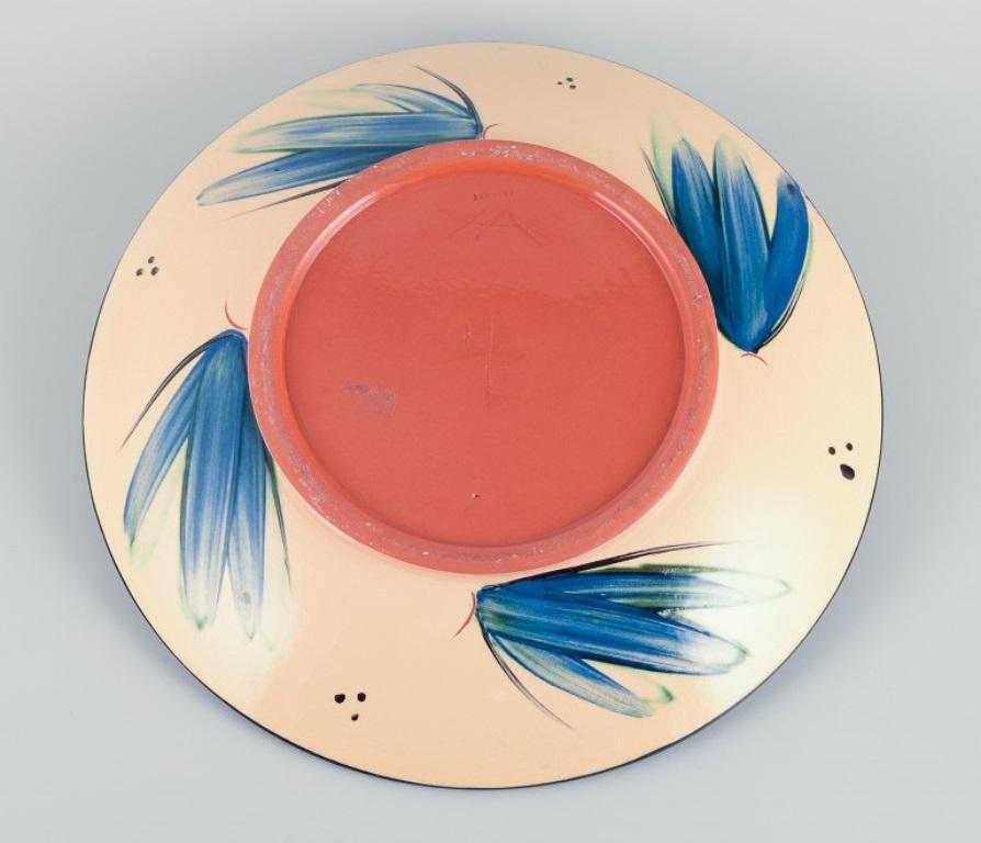 Glazed Heidi Fournier for Kähler, Denmark. Large ceramic bowl with floral motifs For Sale