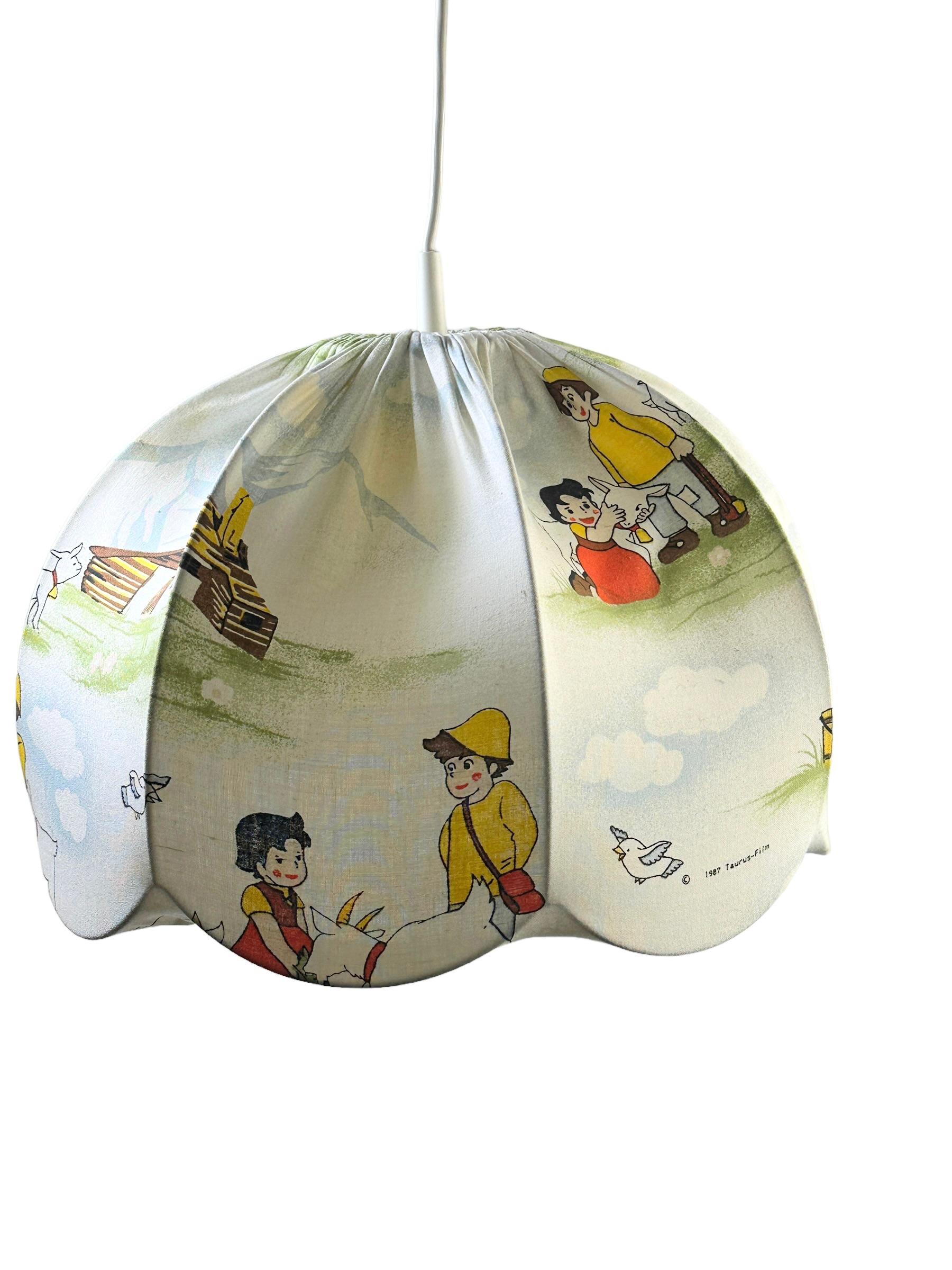 Late 20th Century Heidi Girl of the Alps Children's Room Pendant Ceiling Lamp Vintage German, 1987 For Sale
