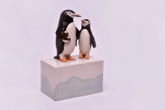 Handcrafted Penguin Ceramic Urn with Heart by Heidi Hartmann