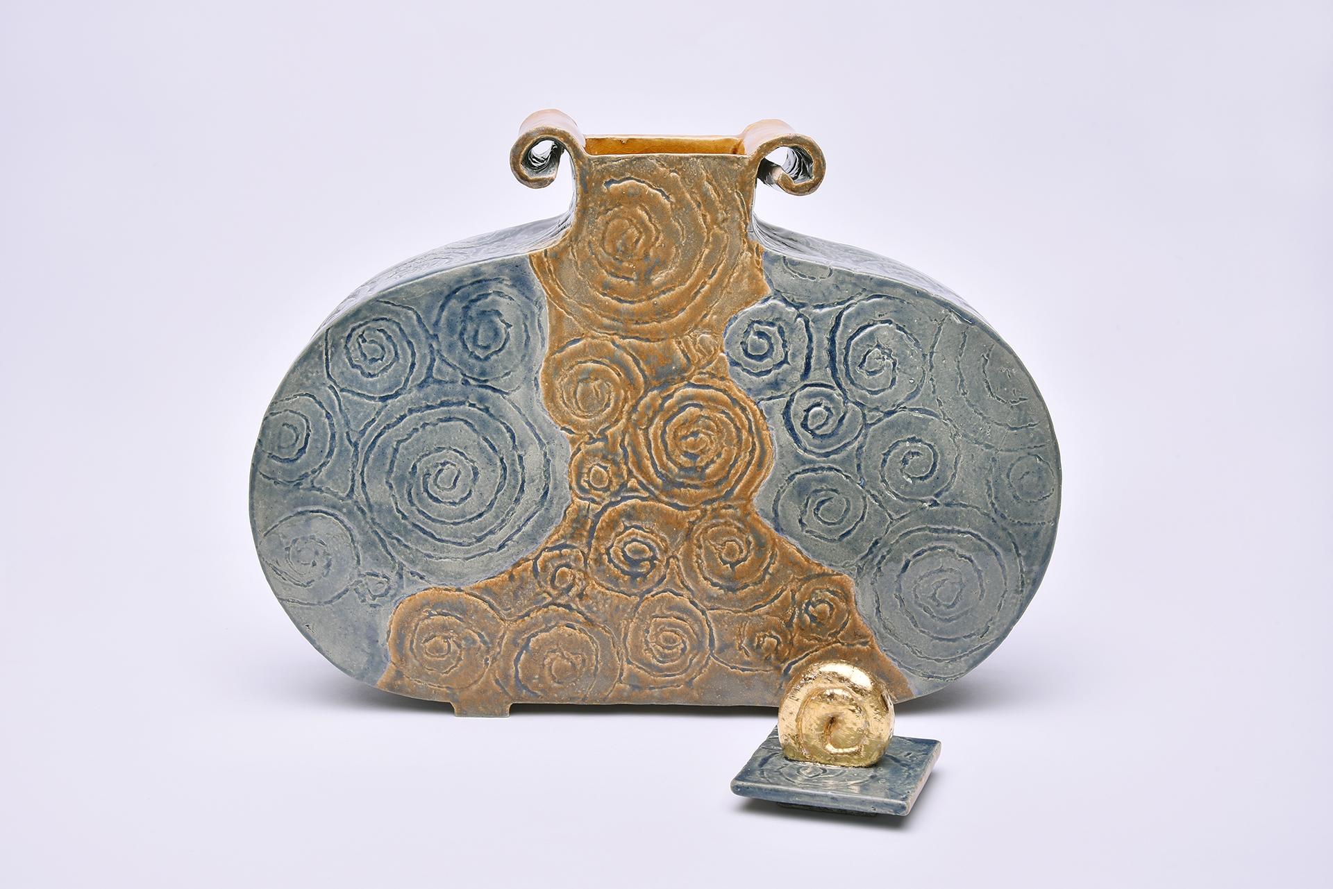 Handcrafted Urn - Spiral Ceramic Urn by Heidi Hartmann For Sale 1