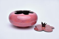 Pink Ceramic Urn with Crown by Heidi Hartmann