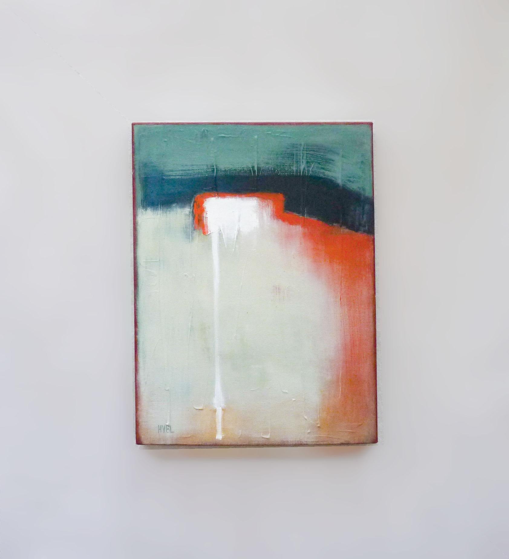 Kunstvolle Manipulation, Abstrakte Ölmalerei (Grau), Abstract Painting, von Heidi Hybl