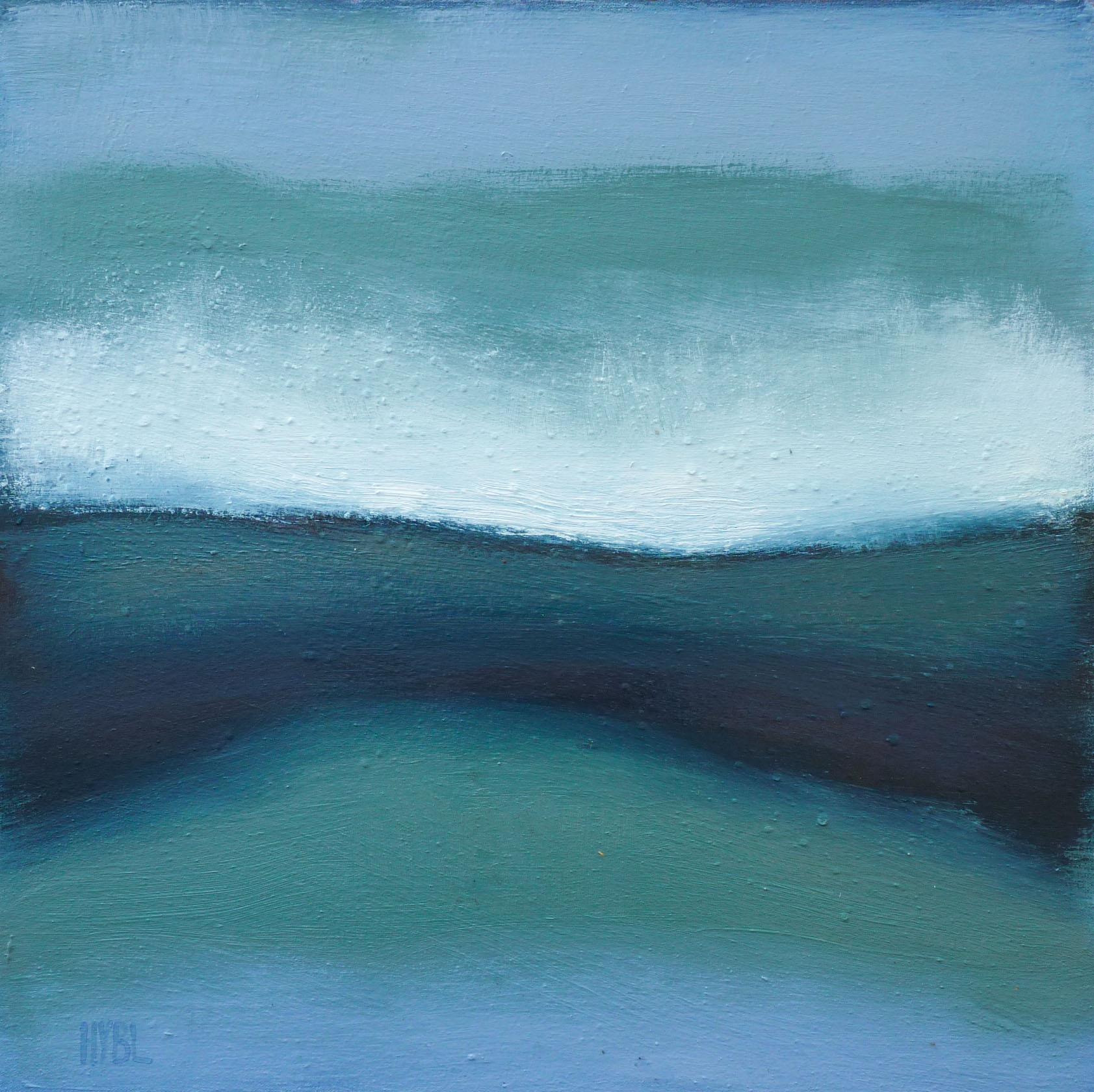 Landscape Painting Heidi Hybl - Fog de distance, peinture à l'huile abstraite