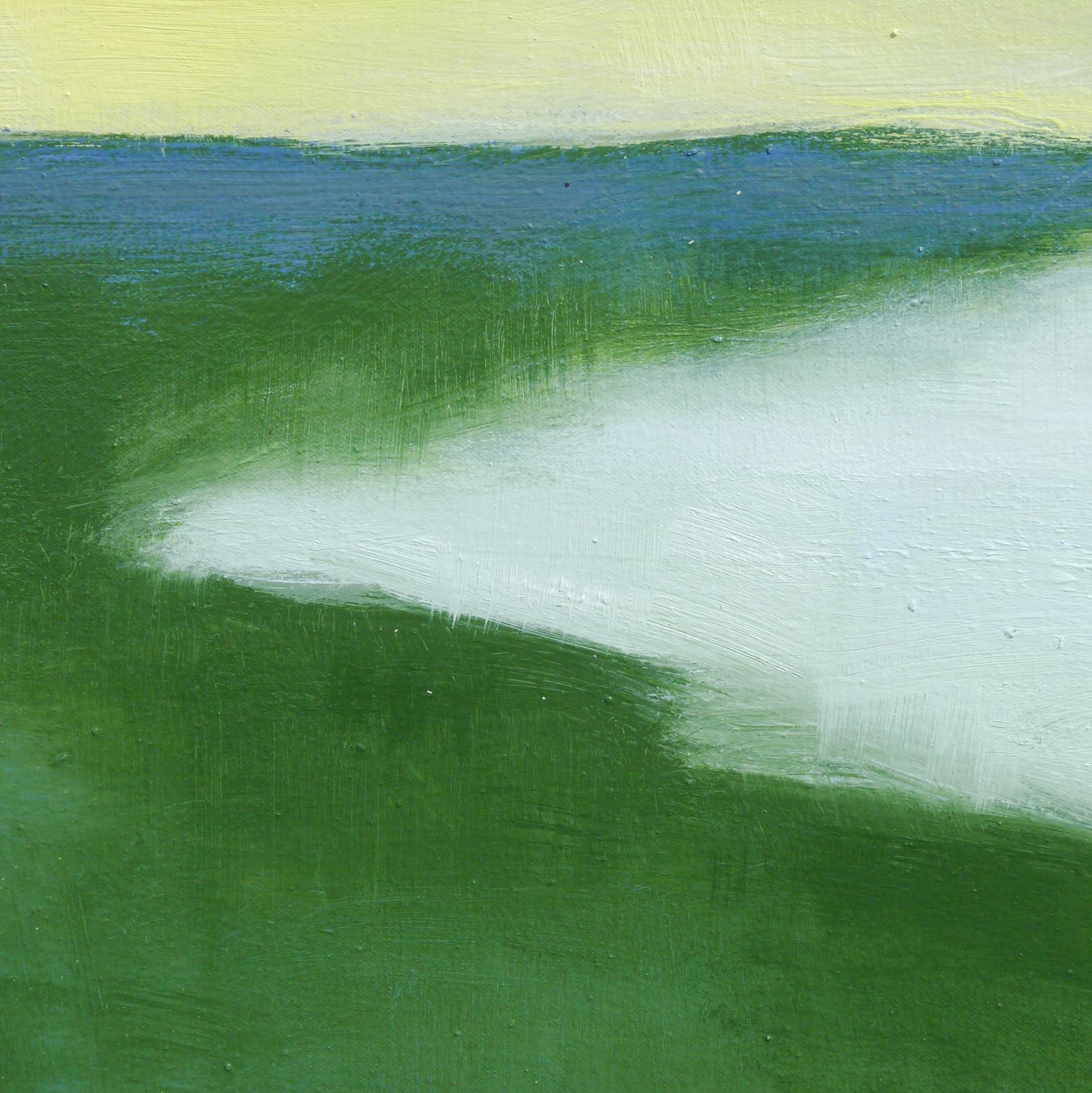 Distant Shore, Ölgemälde (Grün), Landscape Painting, von Heidi Hybl