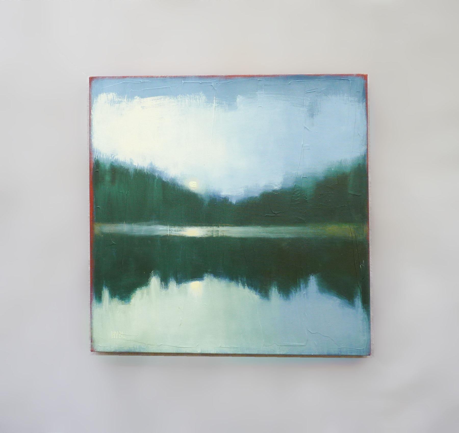 Alberi lontani, pittura a olio astratta - Painting Astratto di Heidi Hybl
