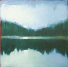 Árboles lejanos, pintura al óleo abstracta