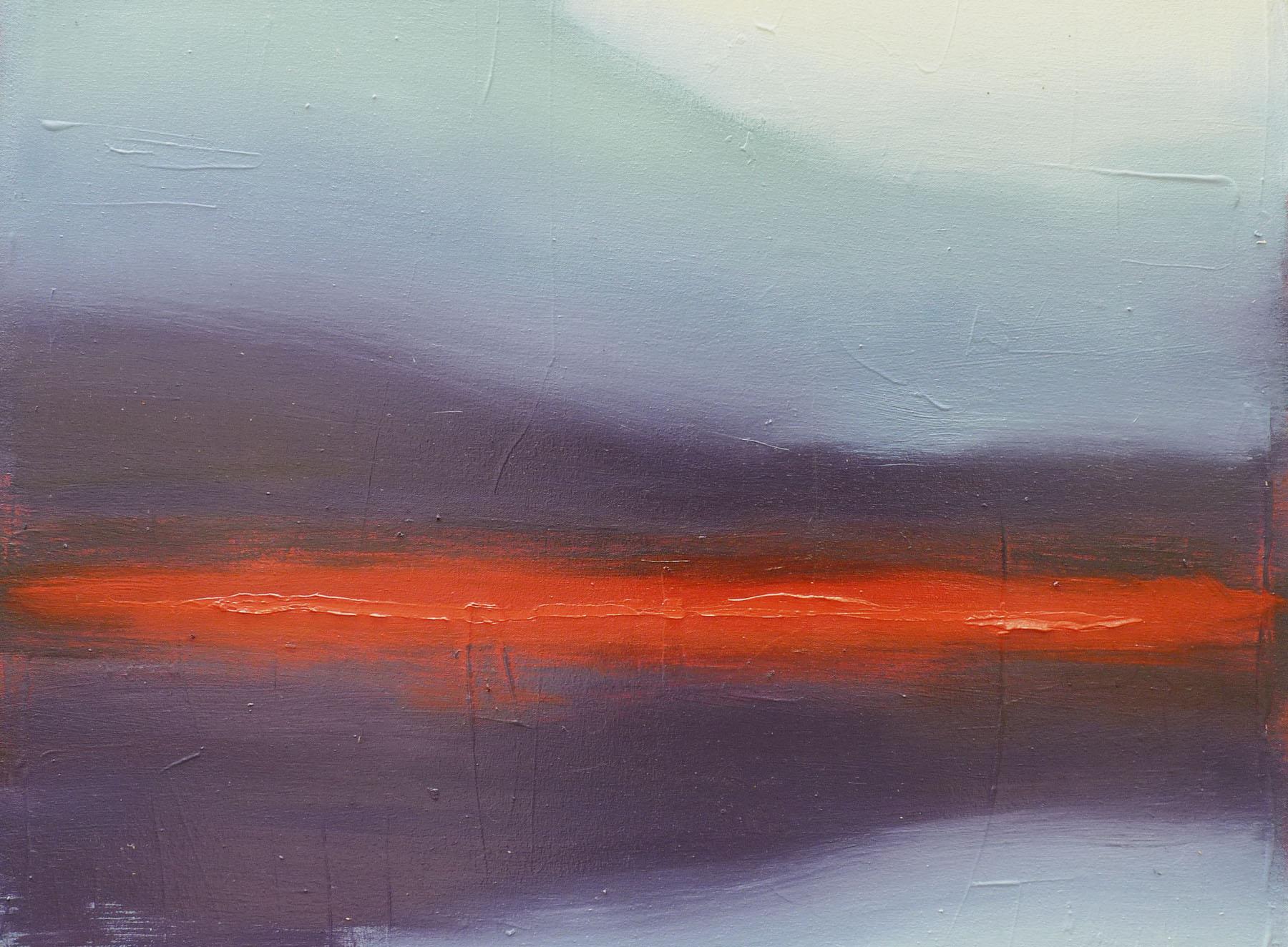 <p>Artist Comments<br>Artist Heidi Hybl paints an abstract seascape with soft and blurred edges, evoking a sense of tranquility and fluidity. The piece features a striking red horizon, subtly hinting at a cloudy sky and the vast expanse of the