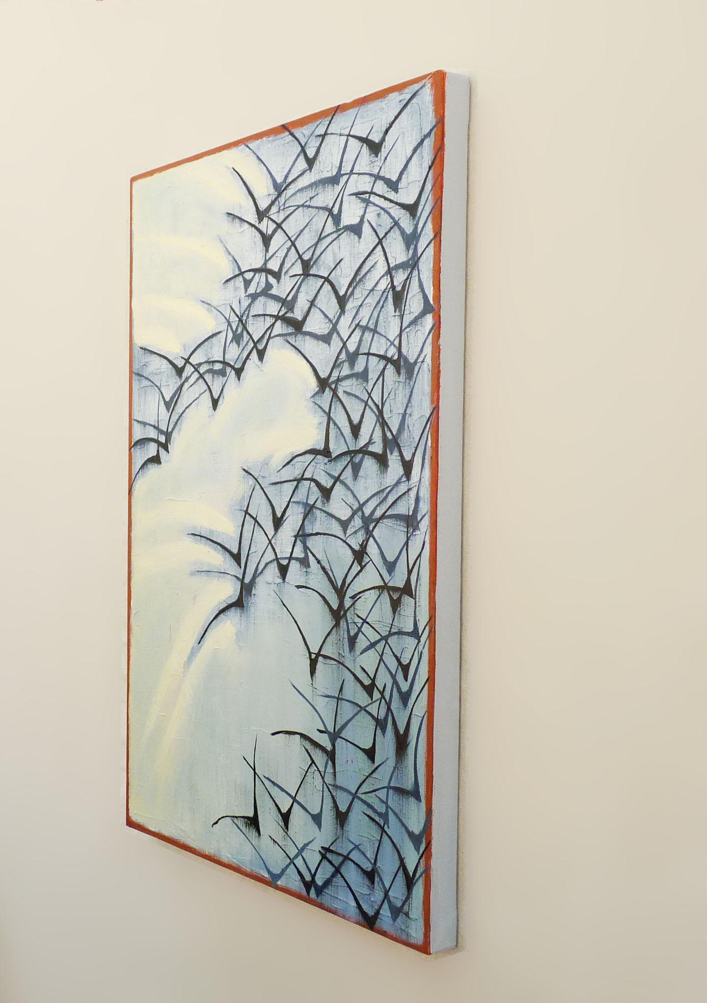 Schema di volo, pittura ad olio astratta - Painting di Heidi Hybl