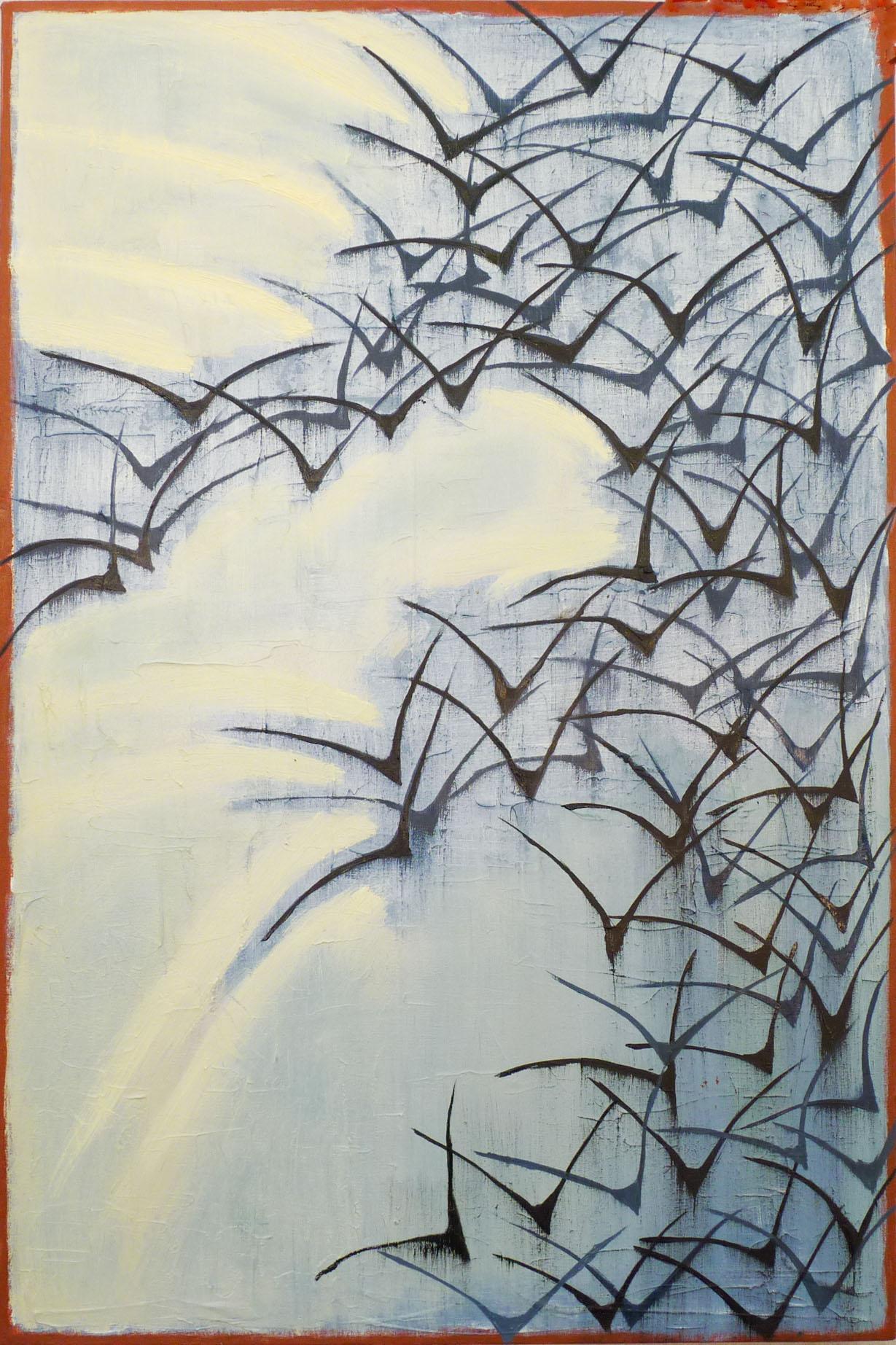 Abstract Painting di Heidi Hybl - Schema di volo, pittura ad olio astratta