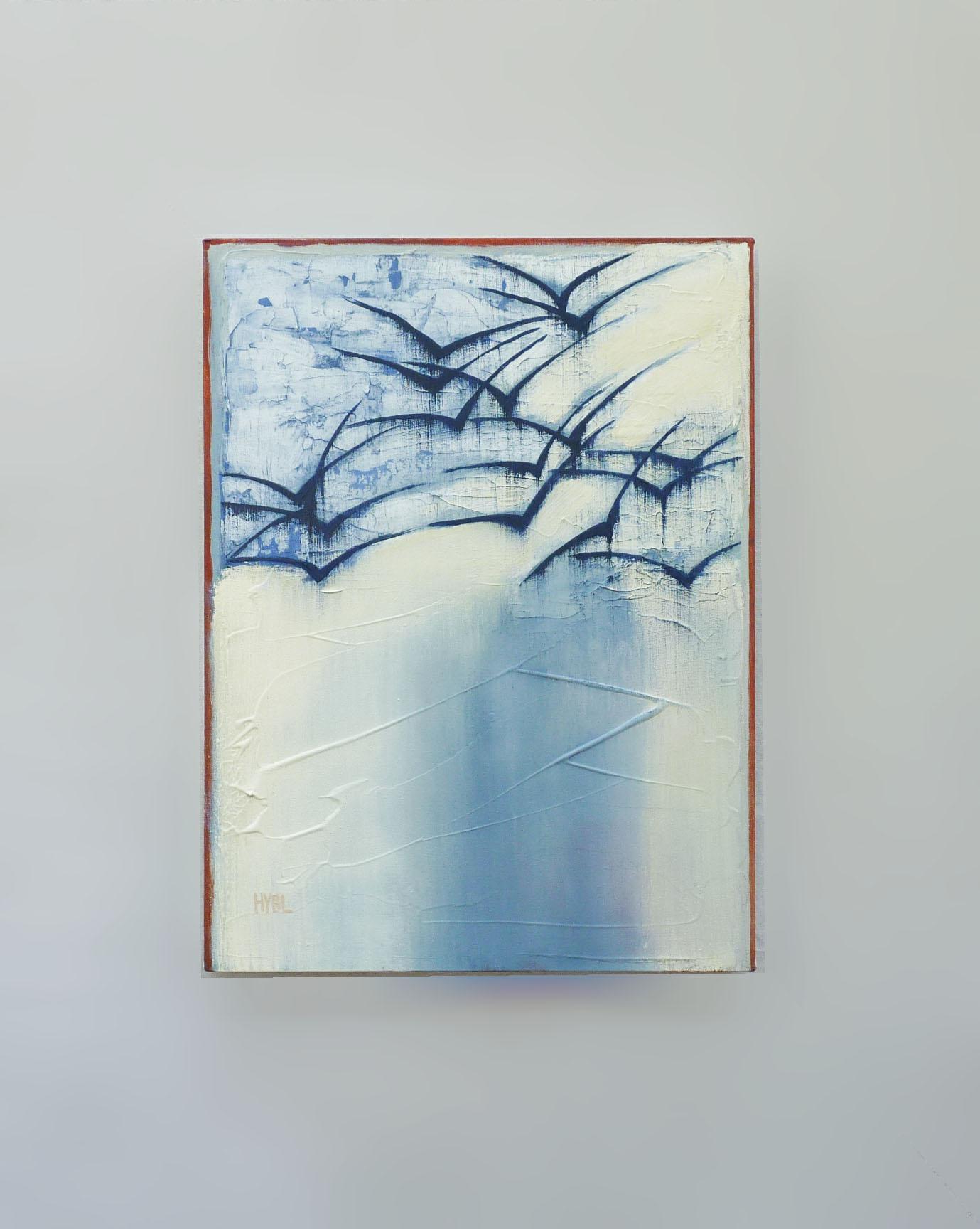 In volo, pittura ad olio astratta - Painting Astratto di Heidi Hybl