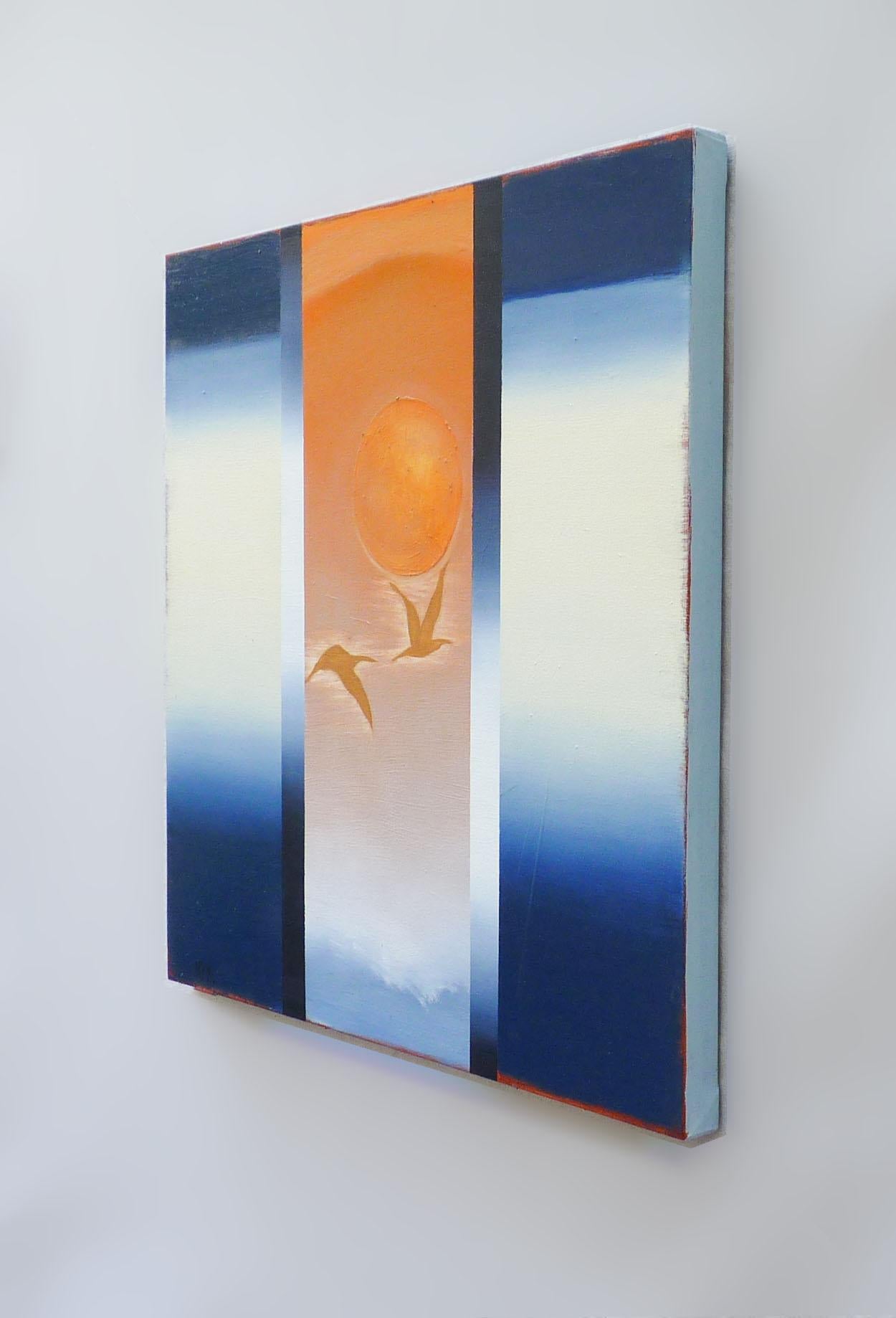 <p>Artist Comments<br>An image of two birds flying against the background of the sun develops in artist Heidi Hybl's modernist piece. She shares an engaging interpretation of Japanese influences, to which she looks for inspiration. 