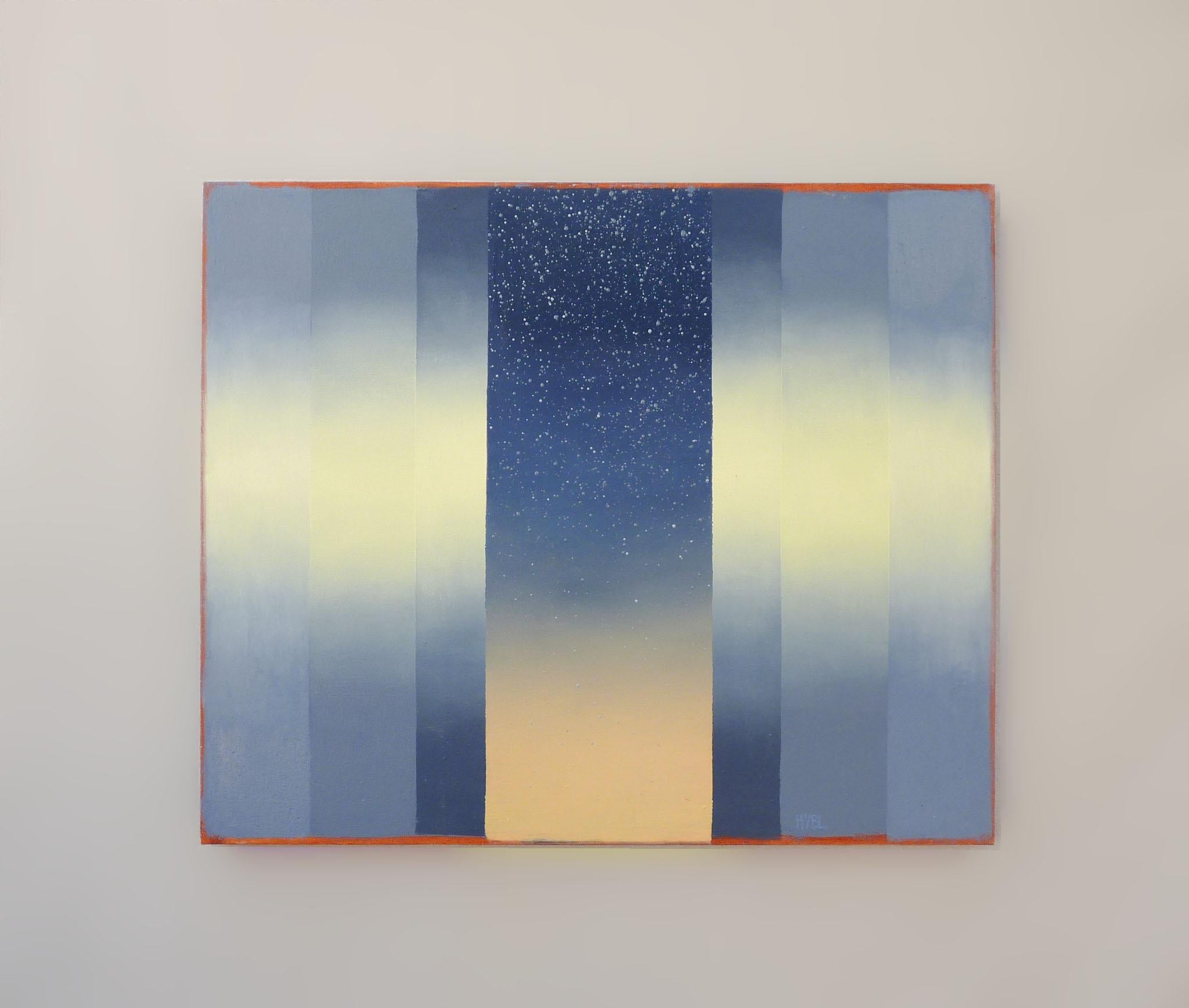 <p>Artist Comments<br>Living in a rural area, artist Heidi Hybl revels in the spectacular view of a starry night. She paints a contemporary abstract of the glorious deep blue sky. Heidi uses geometry to depict the cosmic scene cycling in different