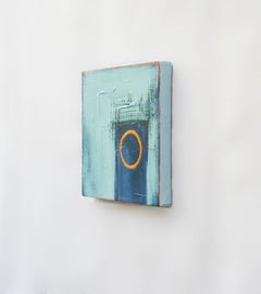 Cerchio arancione, pittura ad olio astratta