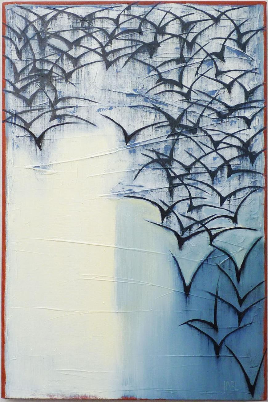 Abstract Painting di Heidi Hybl - Migrazione aerea, pittura ad olio astratta