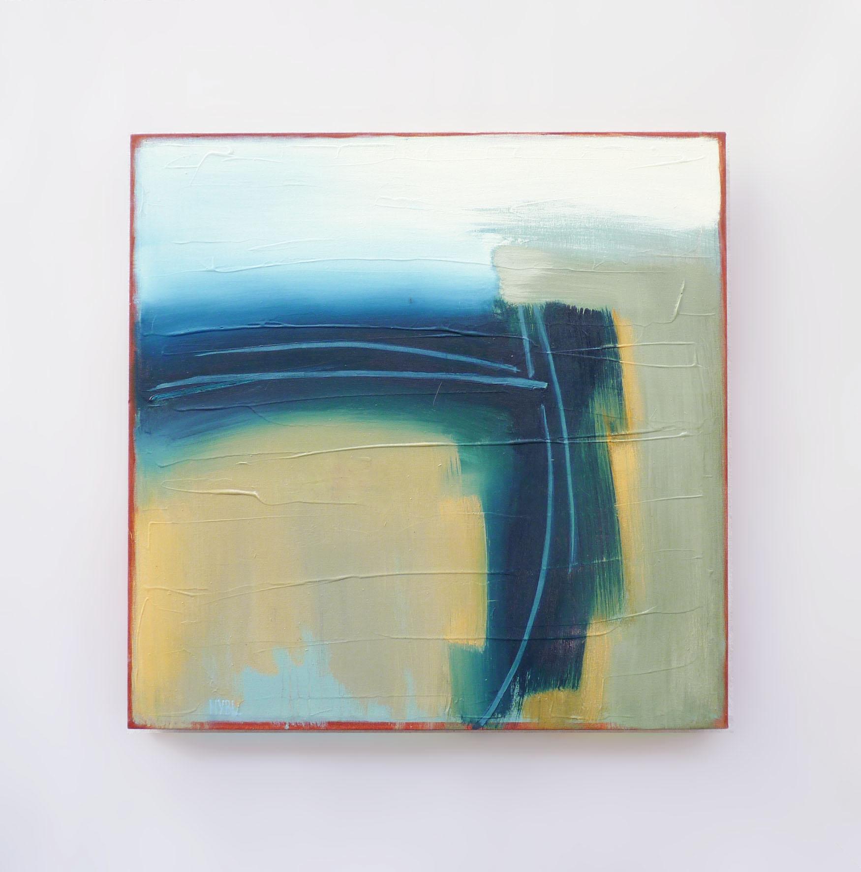 <p>Artist Comments<br>A field of blue and cream fills this abstract composition. Artist Heidi Hybl painted this piece using spontaneous gestures to capture a moment in time. The initial brushstrokes set the tone, with the rest relating to its