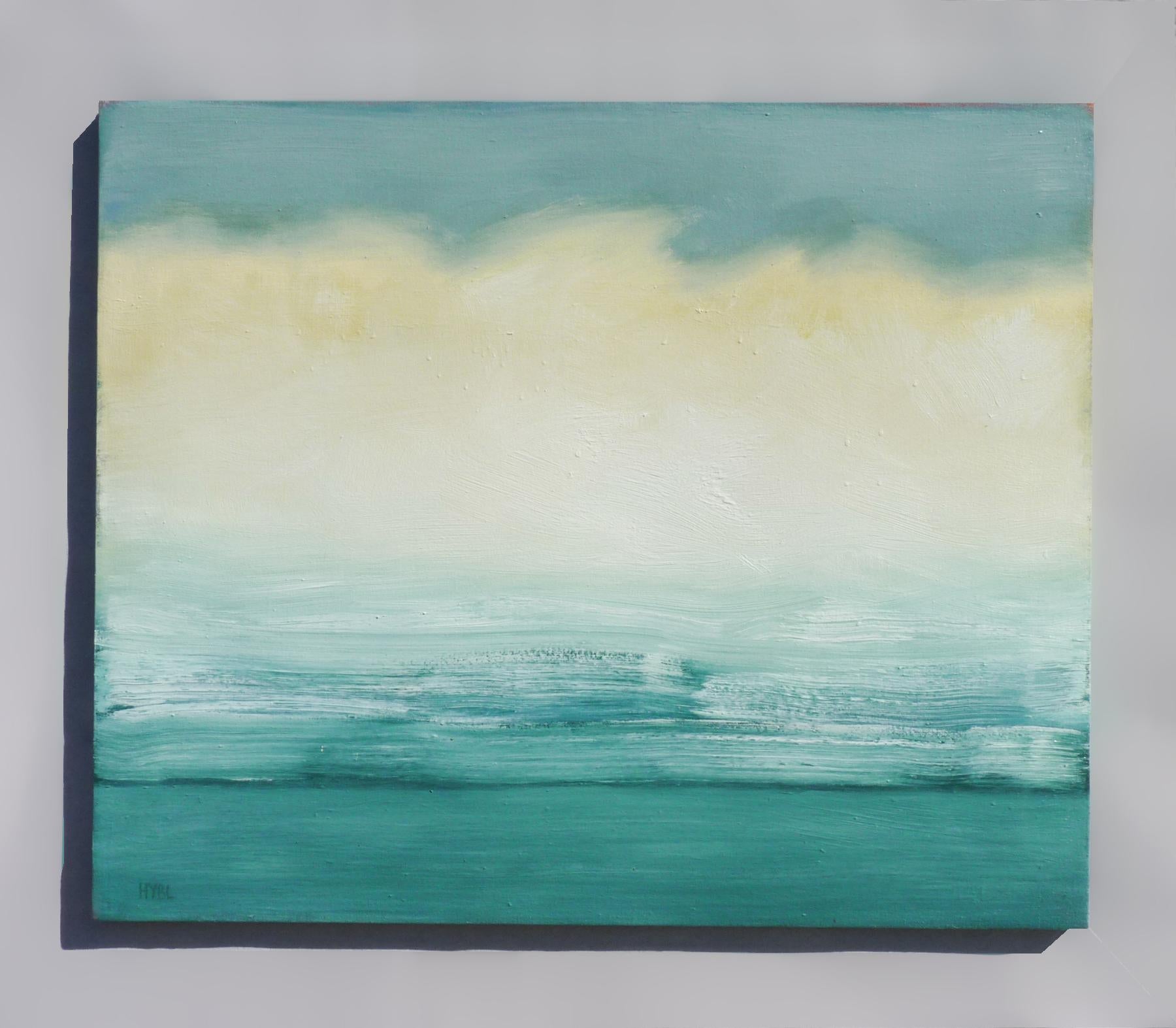 <p>Artist Comments<br />Ethereal seascape with thick fog rolling across the water. Turquoise bisected with a gentle yellow and white. 